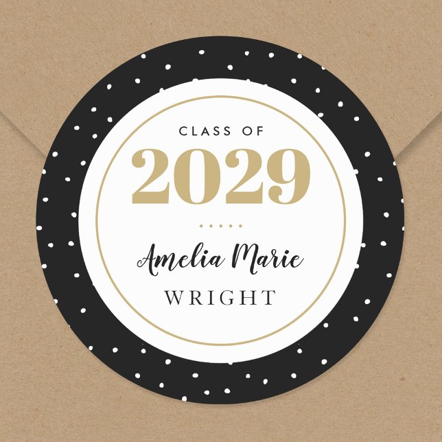 Klassischer Personalisierter Abschluss aus Schwarz Runder Aufkleber (Von Creator hochgeladen)