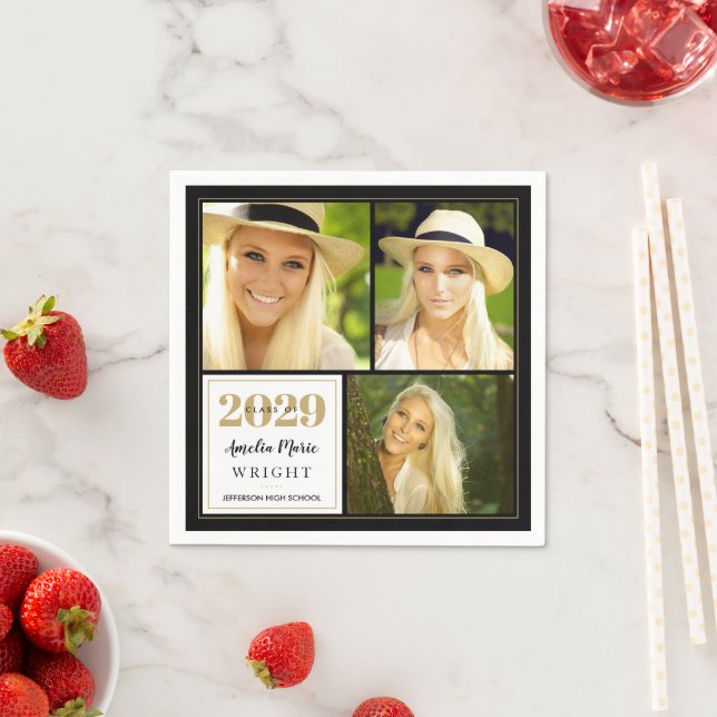 Klassischer Personalisierter Abschluss aus Schwarz Serviette (Beispiel)