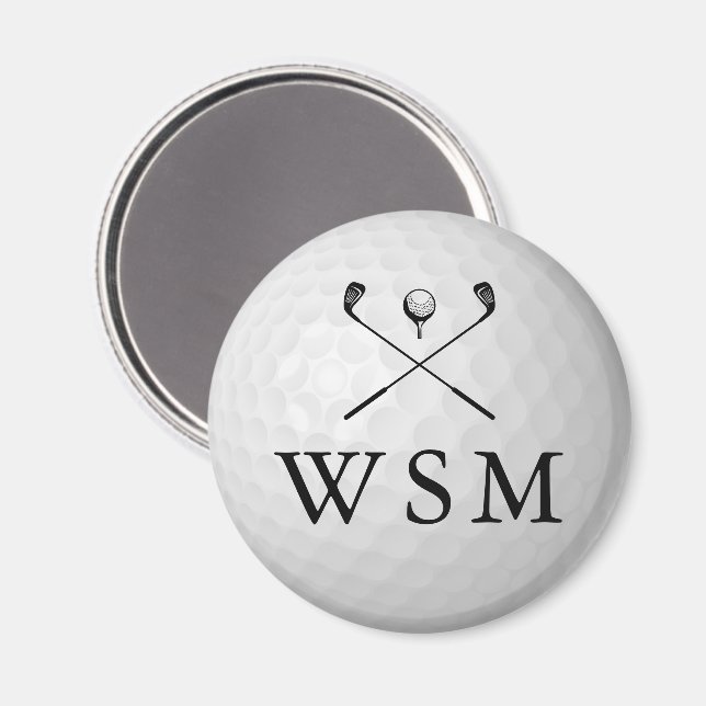 Klassischer personalisierter Monogramm-Golfball Magnet (Vorderseite/Rückseite)