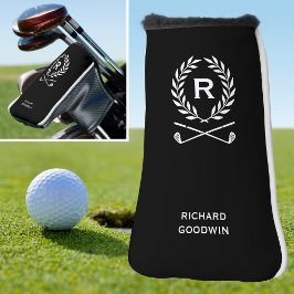 Klassischer Personalisierter Monogramm Name Schwar Golf Headcover