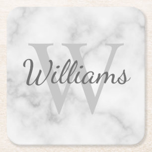 Klassischer Personalisierter Monogramm- und Namens Rechteckiger Pappuntersetzer