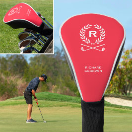 Klassischer Personalisierter Monogrammname Rot Golf Headcover