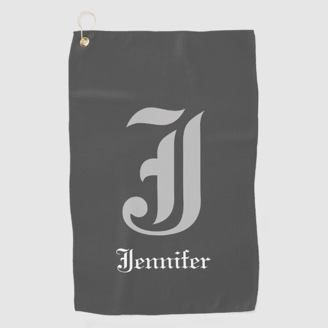 Klassischer Personalisierter Name und erstes Golfh Golfhandtuch (Vorderseite)