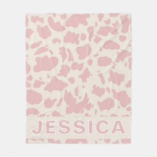 Klassischer personalisierter rosa Kuhdruck Fleecedecke