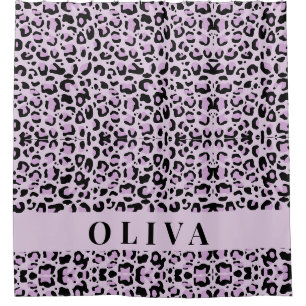 Klassischer personalisierter rosa Leopardenprint Duschvorhang