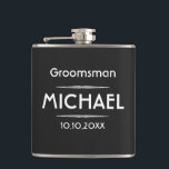 Klassischer Personalisierter Trauzeuge Flachmann<br><div class="desc">Diese machen großartige Trauzeugen Geschenke,  oder Geschenke für jeden,  der gerne Party!! Personalisieren Sie es mit dem Namen und Ihrem Hochzeitsdatum.</div>