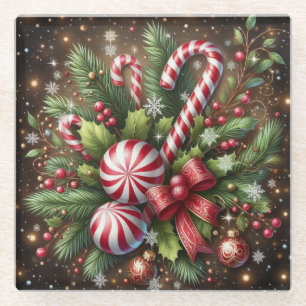 Klassischer Pfefferminz-Weihnachtsgrün/Kandiszucke Glasuntersetzer