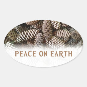 Klassischer Pine Cone Weltfrieden Ovaler Aufkleber