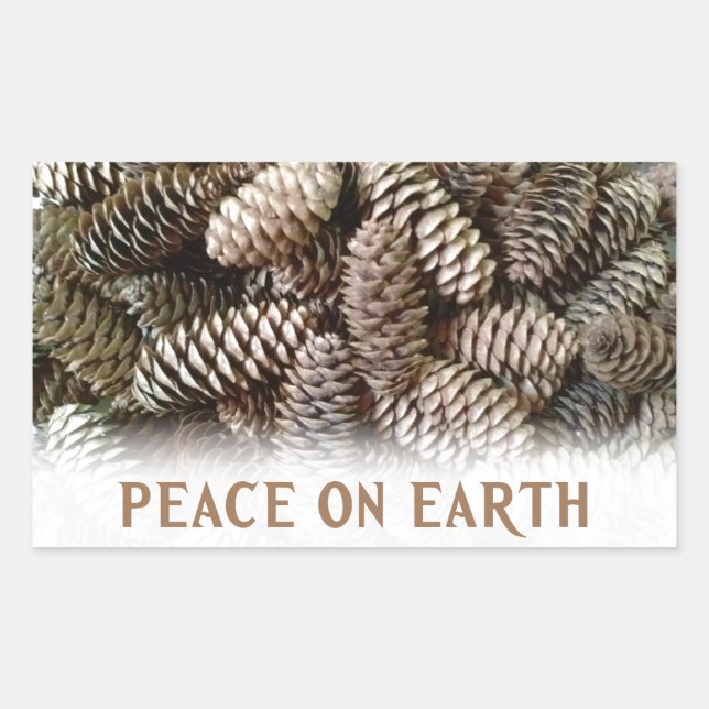 Klassischer Pine Cone Weltfrieden Rechteckiger Aufkleber (Vorderseite)