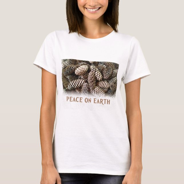 Klassischer Pine Cone Weltfrieden T-Shirt (Vorderseite)