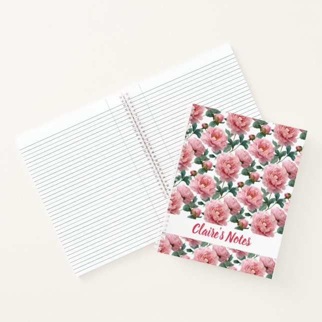 Klassischer Pink-Peony-Muster Name Notizbuch (Innenseite)