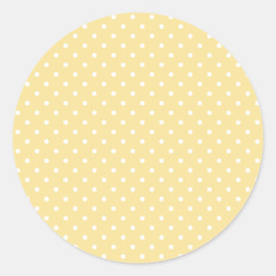 Klassischer Polka-Punkt Weiß - Kanariengelb Runder Aufkleber