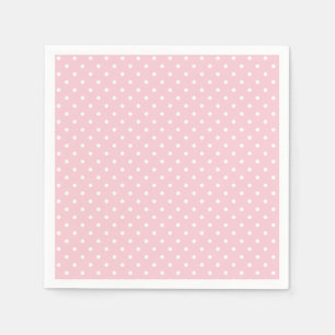 Klassischer Polka-Punkt Weiß - Rosa Serviette