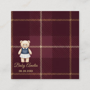 Klassischer Polo-Teddybär-Eleganter-Karo-Baby-Part Begleitkarte