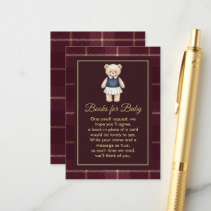 Klassischer Polo-Teddybär-Eleganter-Karo-Babyparty Begleitkarte