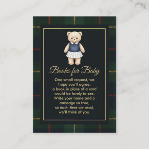 Klassischer Polo-Teddybär-Eleganter-Karo-Babyparty Begleitkarte
