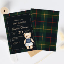 Klassischer Polo-Teddybär-Eleganter-Karo-Babyparty