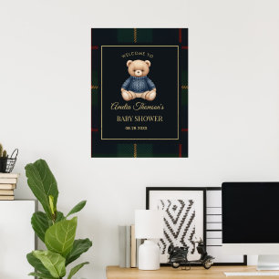Klassischer Polo-Teddybär, preppy kariert Baby Sho Poster