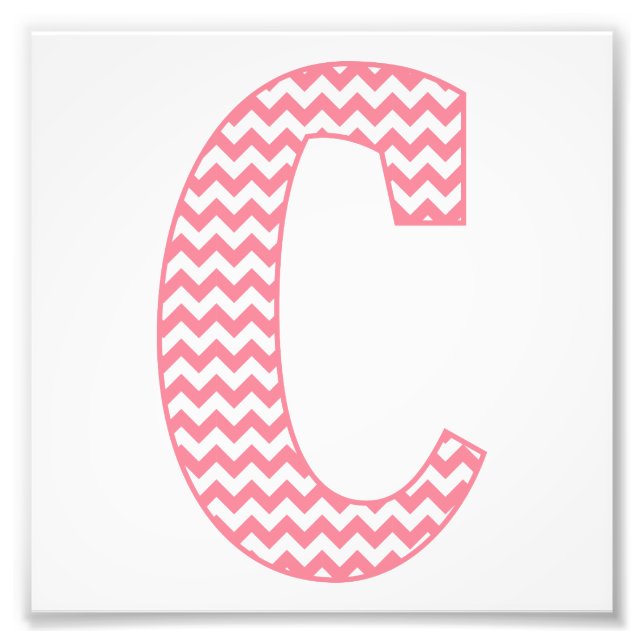 Klassischer Preppy Pink Zickzack Letter C Monogram Fotodruck (Vorne)