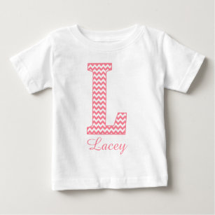 Klassischer Preppy rosa Zickzack Buchstabe L Baby T-shirt
