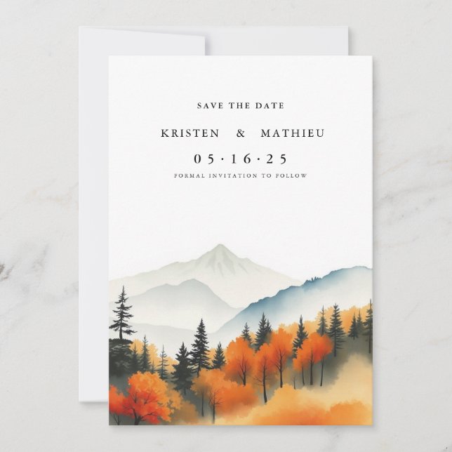 Klassischer Printable Mountain Save The Date (Vorderseite)