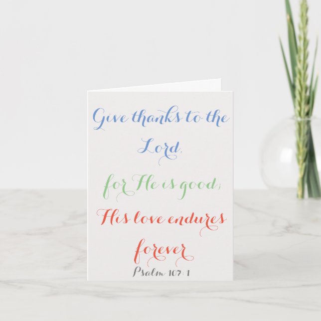 Klassischer Psalm 107:1 Gottes Liebe Religiöser Ge Karte (Vorderseite)