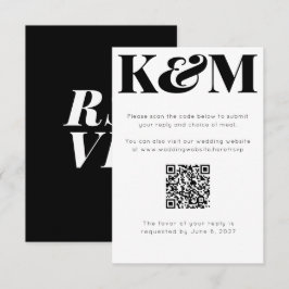 Klassischer QR-Code für Schwarze Monogramme RSVP Karte