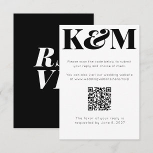 Klassischer QR-Code für Schwarze Monogramme RSVP Karte
