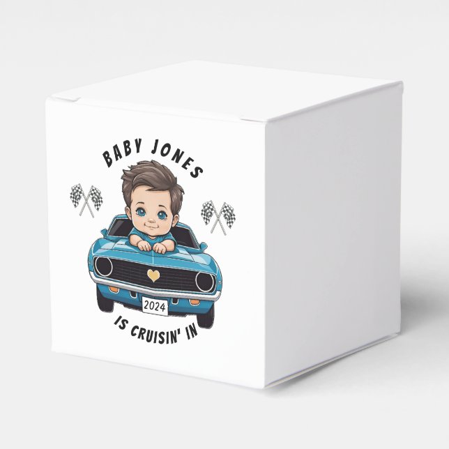 Klassischer Race Car Baby Boy Cruisin' in Dusche Geschenkschachtel (Vorderseite)