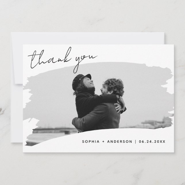 Klassischer Rahmen mit Foto-Hochzeit Dankeskarte (Vorderseite)