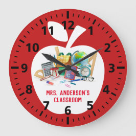 Klassischer Red Apple-Klassenlehrer Große Wanduhr