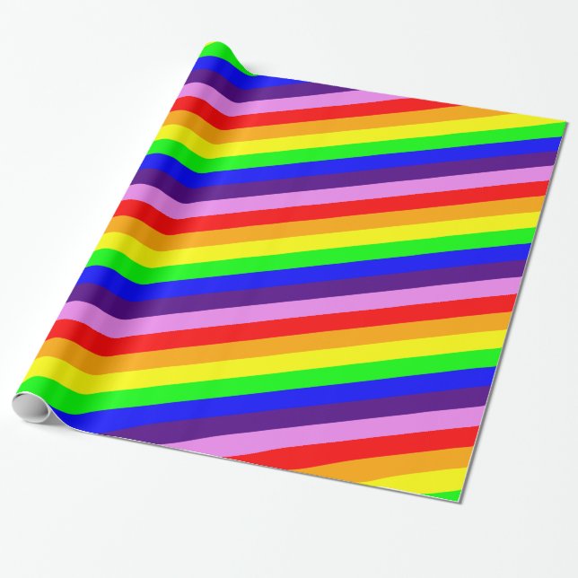 Klassischer Regenbogen Stripes helles mutiges Geschenkpapier (Ungerollt)