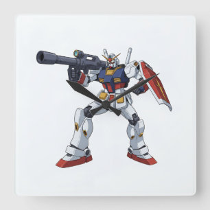 Klassischer Retro RX-78-2 Gundam Mecha Anime Illus Quadratische Wanduhr