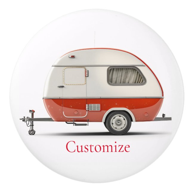 Klassischer Retro Teardrop Camper Thunder_Cove Keramikknauf (Vorderseite)
