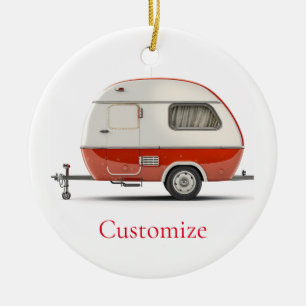 Klassischer Retro-Tränen-Tropfen-Camper Thunder_Co Keramik Ornament
