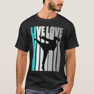 Klassischer Retro Türkis Live Love Karate Coach Fr T-Shirt