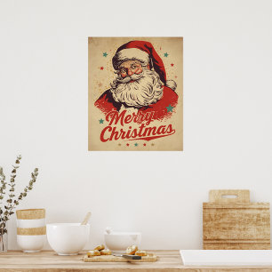 Klassischer Retro-Weihnachtsmann im Stil der 1950e Poster