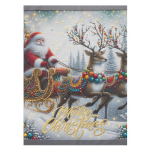 Klassischer/Retro-Weihnachtsmann & Rentiere Tischdecke