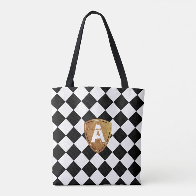 Klassischer Rhombus Schwarz/Weiß mit Monogram Tasche (Rückseite)