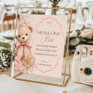 Klassischer Rosa Teddybär Mom-osa Bar Poster