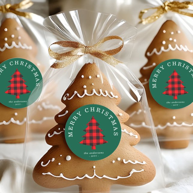 Klassischer Rot-Grüner Weihnachtsbaum-Aufkleber Runder Aufkleber (Von Creator hochgeladen)