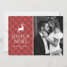 Klassischer Rot Kariert mit Deer Joyeux Noël Foto