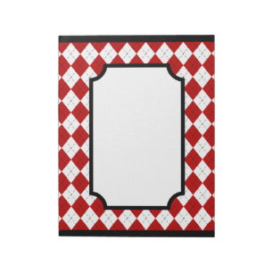 Klassischer roter Argyle-Küchennotizblock Notizblock