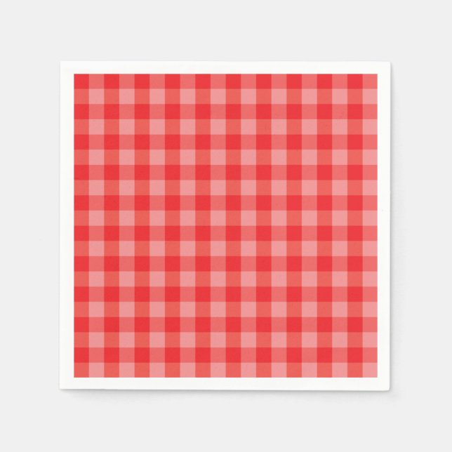 Klassischer roter Gingham-Karo-Papiernapkin Serviette (Vorderseite)