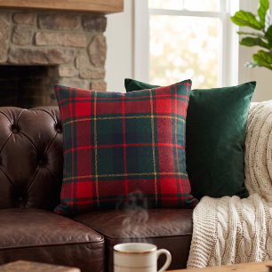 Klassischer roter grüner Tartan-Karo Kissen