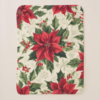 Klassischer roter grüner Weihnachts-Poinsettie-Hol Sherpadecke