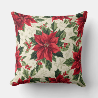 Klassischer roter grüner Weihnachts-Poinsettie-Ste Kissen