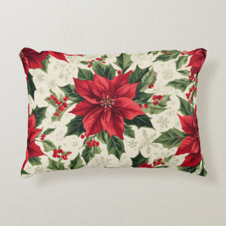 Klassischer roter grüner Weihnachts-Poinsettien-St Dekokissen