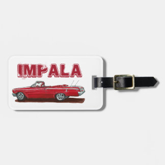 Klassischer roter Impala-Konvertible Gepäckmarke Gepäckanhänger