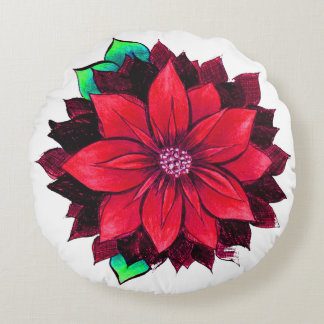 KLASSISCHER ROTER POINSETTIA Entwurf Rundes Kissen